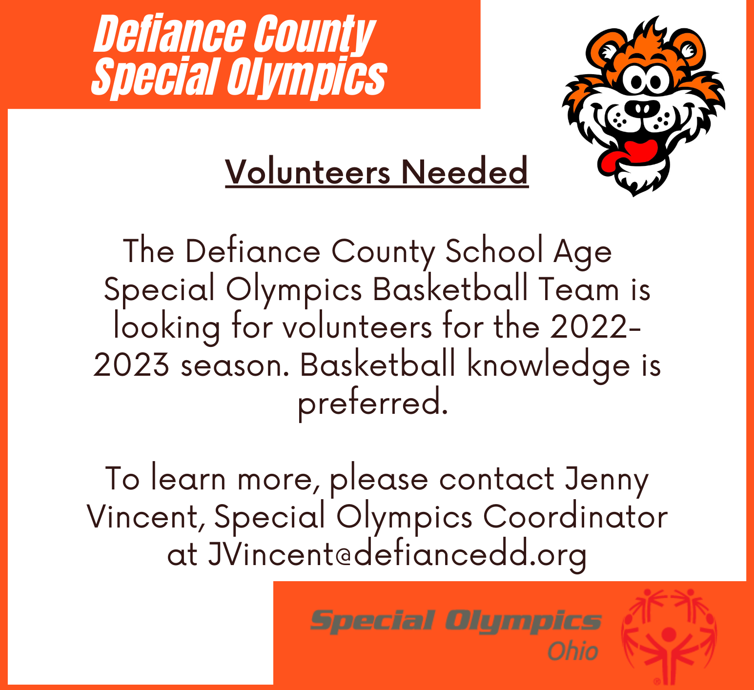 Special Olympics Defiance County Board of Developmental Disabilities